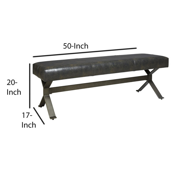 Steelside™ Faux Leather Upholstered Bench With Metal Base, Grey Wayfair.ca